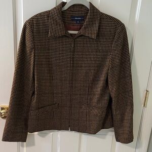 Breeches Brown Houndstooth Zip-Front Women's Jacket